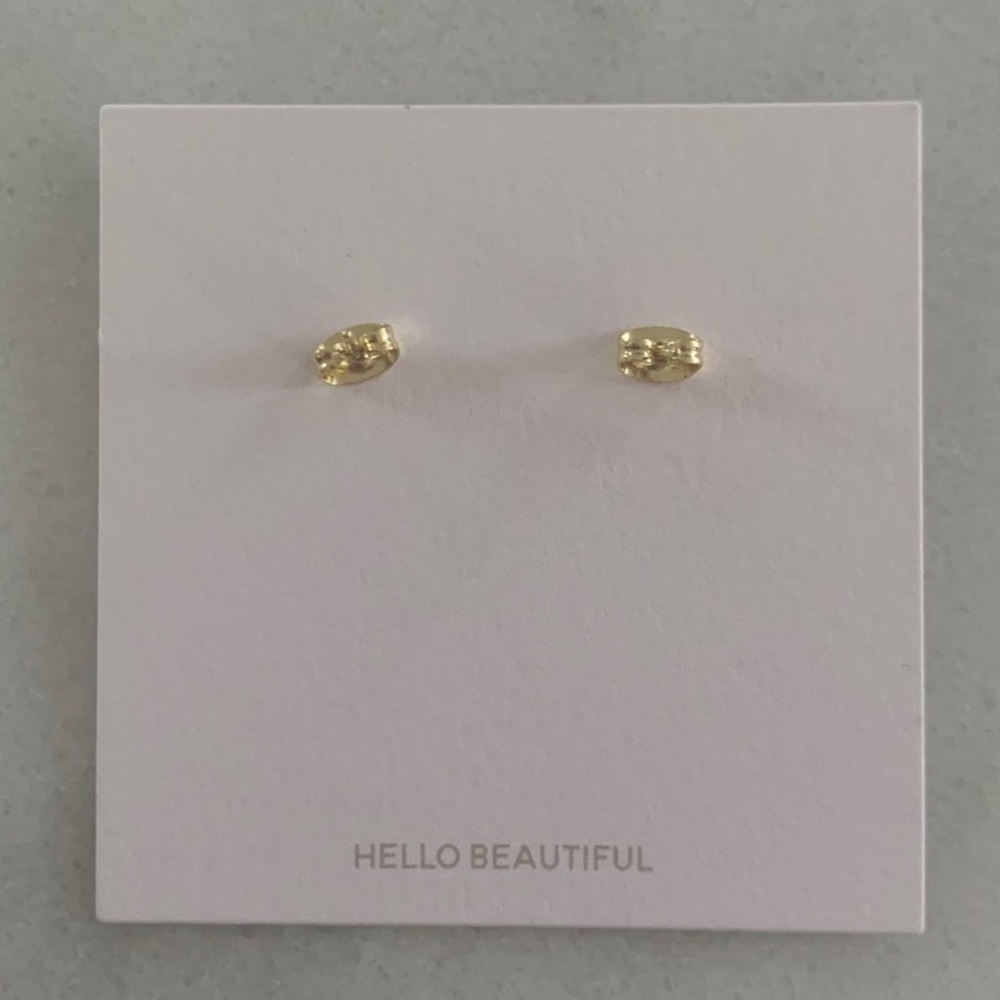 18K Gold Green Crystal Leaf Stud Earrings - Picture 3 of 3